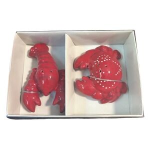 NEW Coastal Collection Red Lobster & Crab Salt & Pepper Shaker Set Crustacean